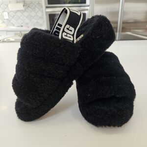 UGG Fluff Yeah Slide — Black, Size 5, Cozy Shearling